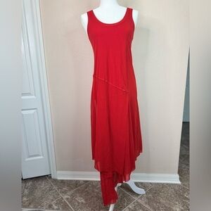 Jean Paul Gaultier Soleil red maxi dress with asymmetrical hem size XS